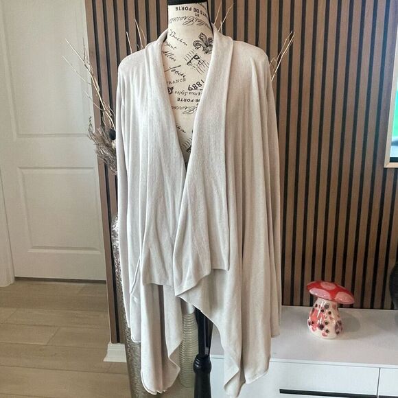 barefoot dreams cozychic lite Womens Open Front Cardigan L/XL‎ Island Wrap Beige - Picture 1 of 10